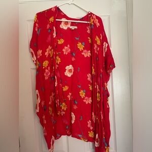 Red floral kimono